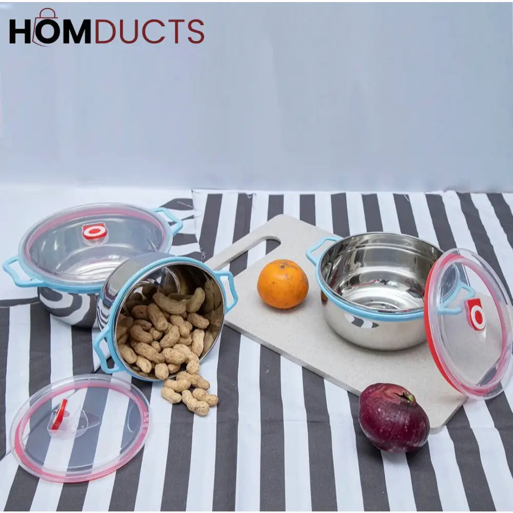 3Pcs Stainless Steel Container With Airtight lid