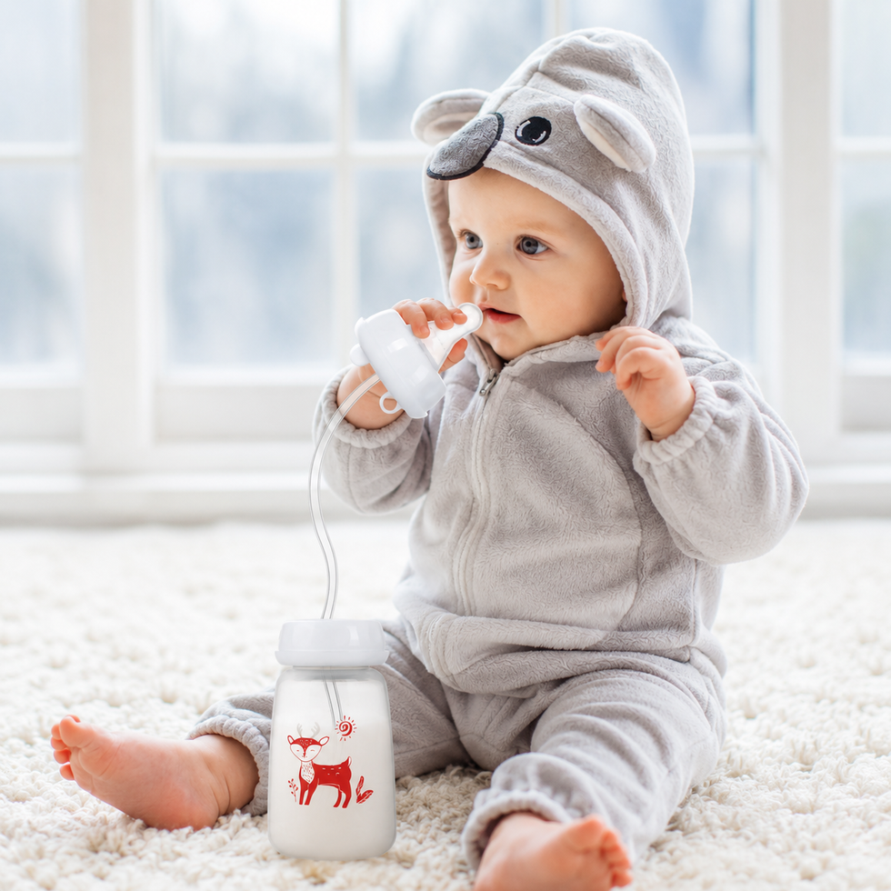 Hands-Free Self-Feeding Bottle for Babies ( Allow to Open )