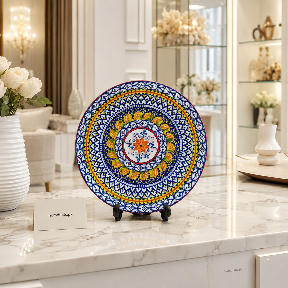 10.5 Inch Bohemian Ceramic Dinner Plate | Luxury Decorative & Serving Plate