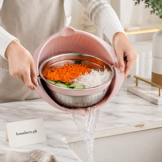 Multifunctional Stainless Steel Strainer & Drain Basket Bowl Set