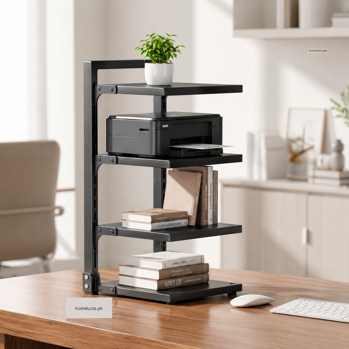 Industrial Metal Desktop Storage Rack – 3 & 4 Tier Multi-Purpose Organizer Shelf for Office, Kitchen & Home