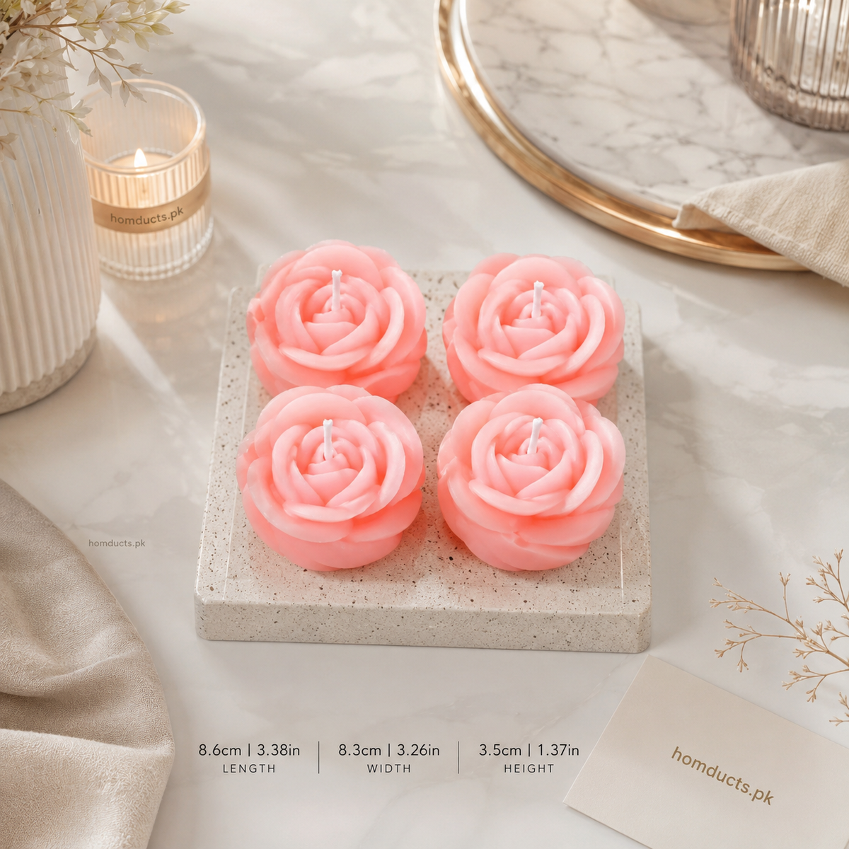 4-Piece Rose Flower Scented Candle Gift Set | Decorative Floral Aromatherapy Candles for Home Décor