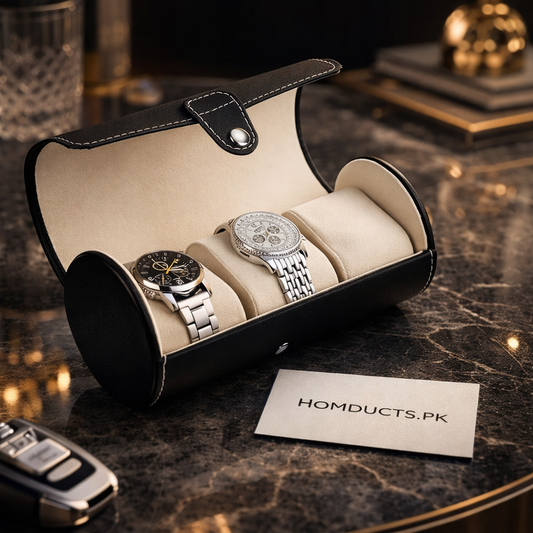 3 Slot Leather Watch Box