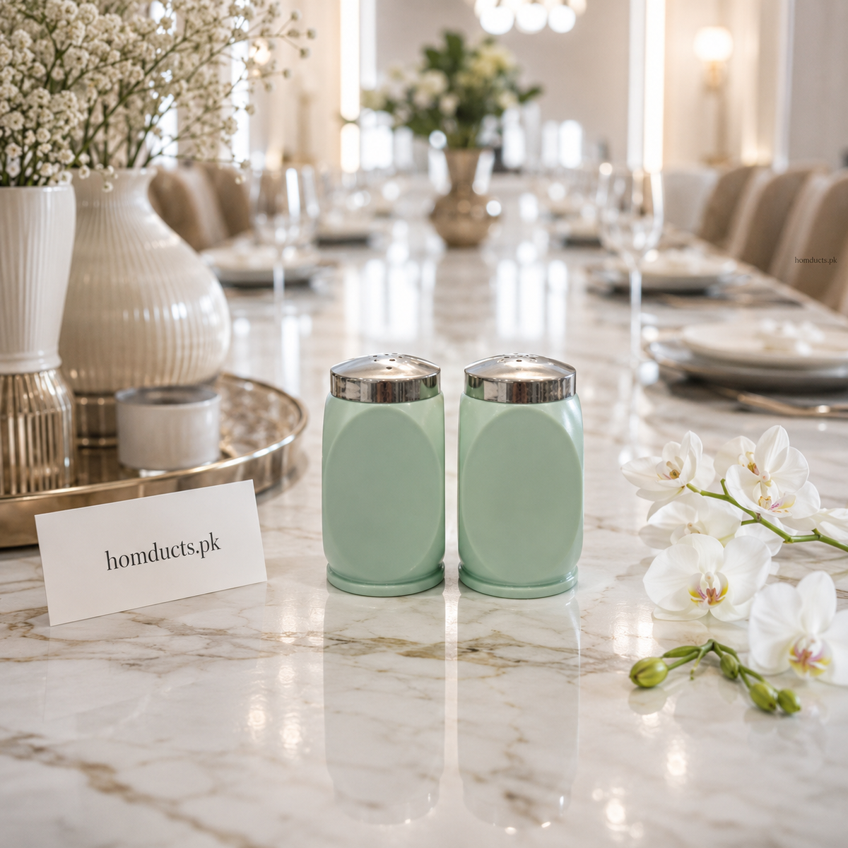 Ziba Premium Glass Salt & Pepper Shaker Set with Stainless Steel Lids | Elegant Kitchen & Dining Seasoning Dispensers (2 Pcs)