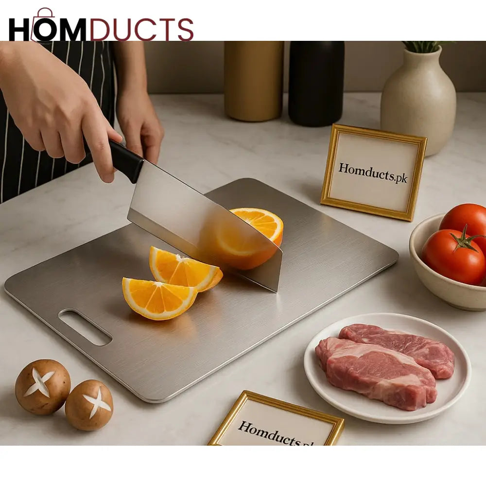 Premium Titanium Steel Cutting Board – Double-Sided, Anti-Bacterial, Food-Grade Surface