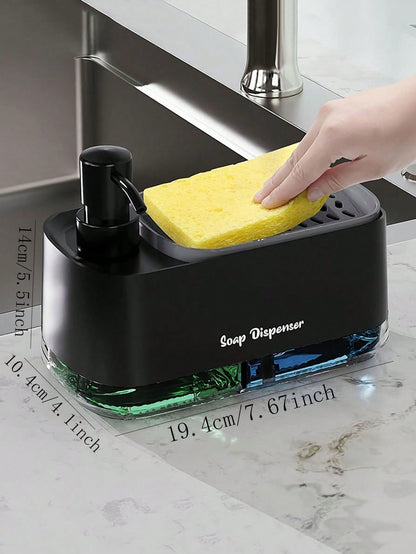 Kitchen Dishwashing Soap Dispenser with Dual Compartments & Sponge Tray (Import Quality)