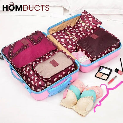 6Pcs Printed Travel Bag Set