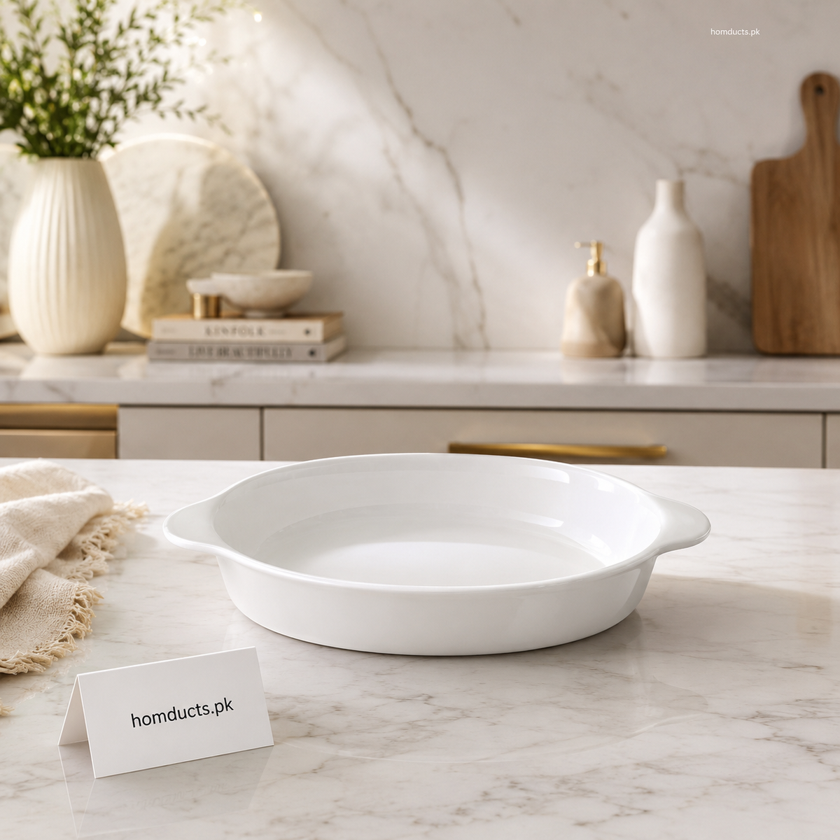Danny Home 11.8-Inch Premium Porcelain Oval Baking Dish with Handles – Luxury Ovenware Serving Dish