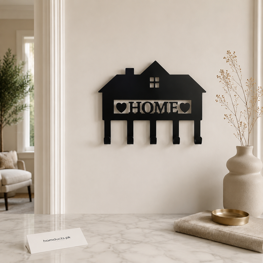 House-Shaped Wall Mounted Key Holder with 5 Hooks – Metal Key Organizer for Home & Entryway