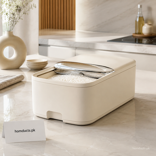 Luxury Rice Storage Dispenser with Easy Press Lid – Modern Airtight Kitchen Rice Container