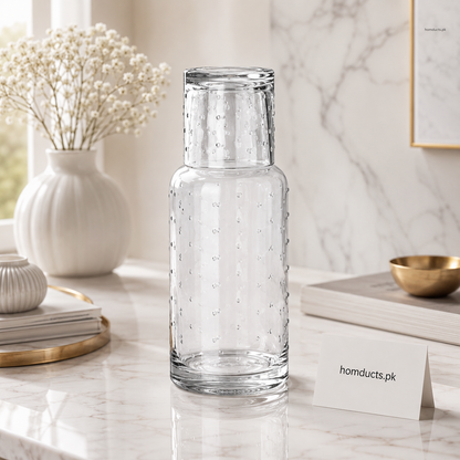 Danny Home 900ml Bubble Glass Bottle with Tumbler Lid – Premium Seeded Glass Water & Beverage Bottle