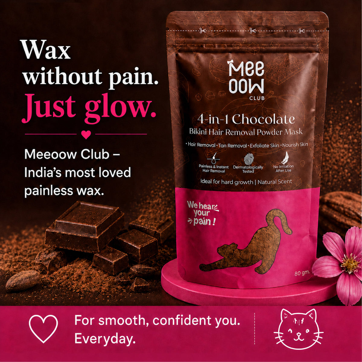 4-in-1 Chocolate Bikini Hair Removal Wax Powder Mask 80g
