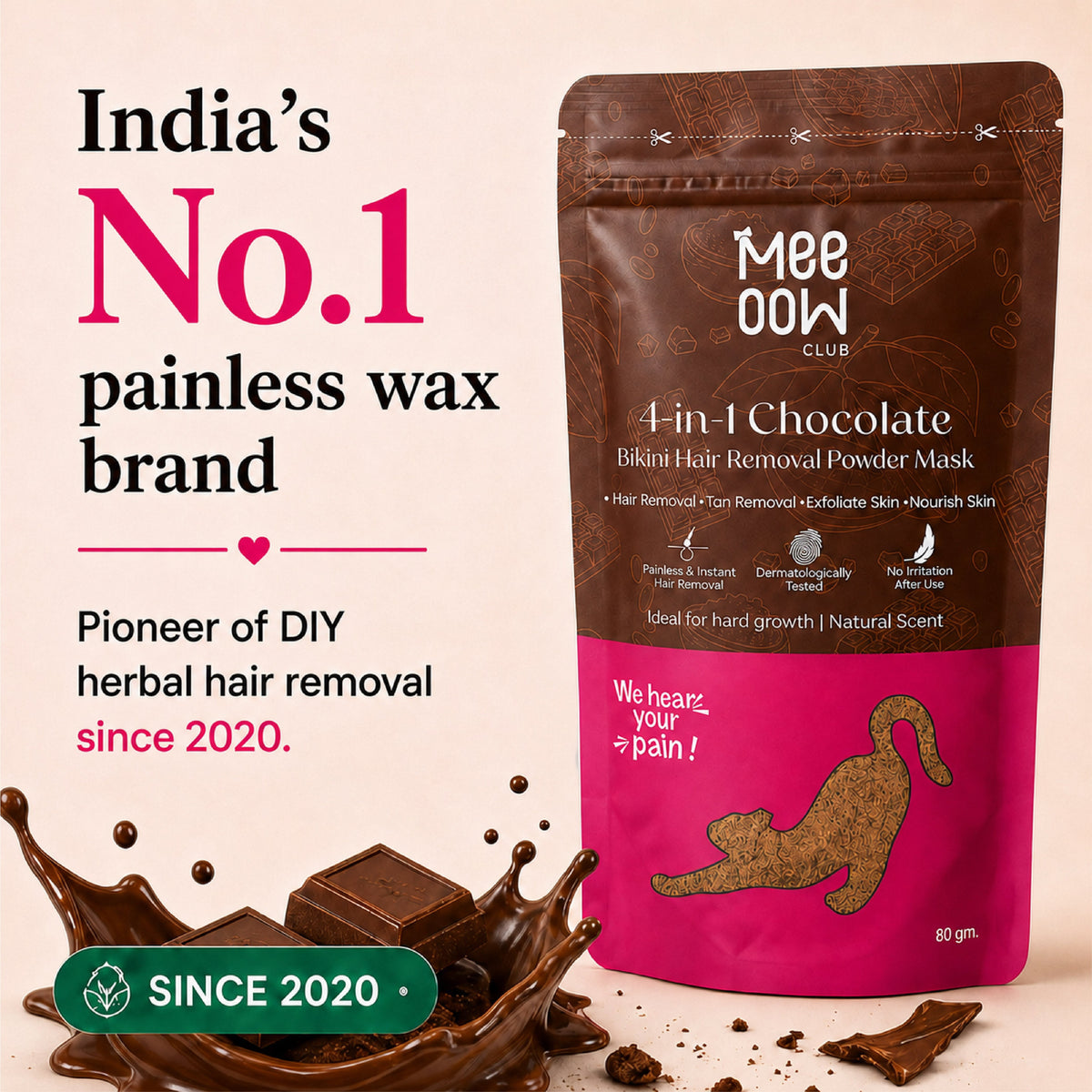 4-in-1 Chocolate Bikini Hair Removal Wax Powder Mask 80g
