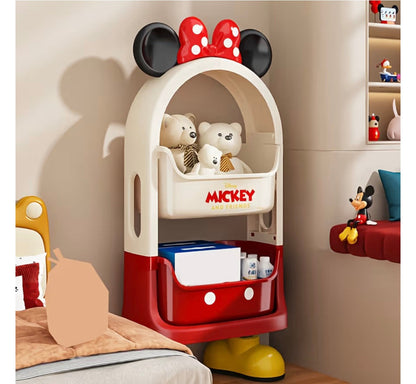 Original Disney Mickey & Minnie 2-Tier Toy Storage Organizer Rack | Kids Standing Storage Shelf for Toys, Books & Nursery Essentials