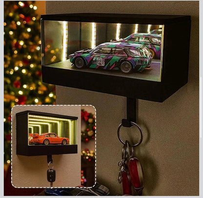 Infinity Mirror LED Car Key Holder Wall Shelf with Display Box & Ambient Light