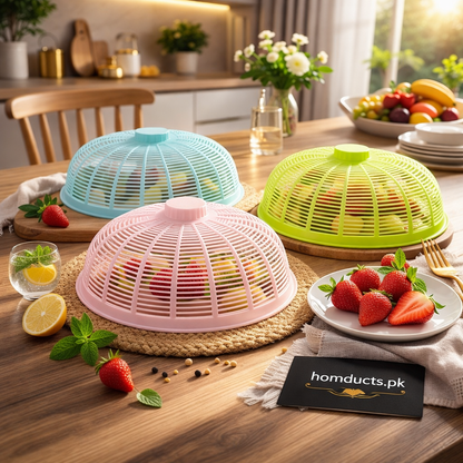 Premium Fly-Proof Food Cover – Thickened Round Mesh Dome (1 Pc) – Multi-Color Kitchen Food Protector
