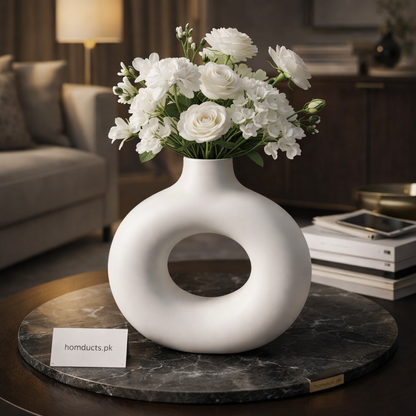 Luxury Large Donut Decorative Vase – Premium Modern Statement Piece (1 Pc)