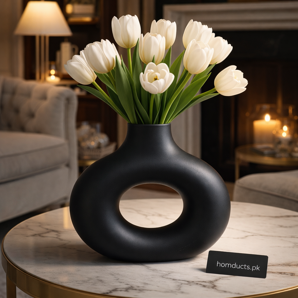 Modern Donut Shape Decorative Flower Vase – Elegant Minimalist Table Centerpiece (High Quality)