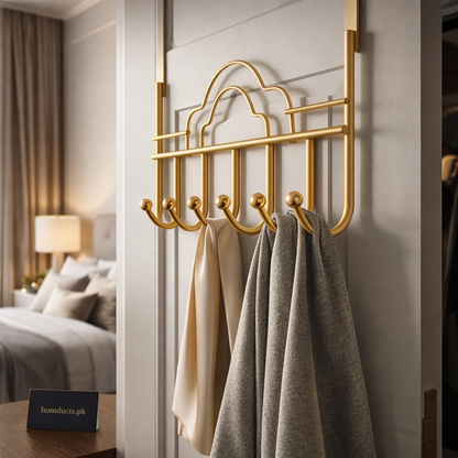 Regalia Luxe Over-the-Door Hook Rack – 7 Golden Hooks