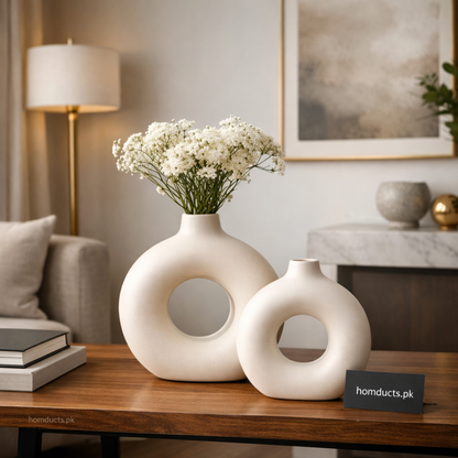 Luxury Large Donut Decorative Vase – Premium Modern Statement Piece (1 Pc)
