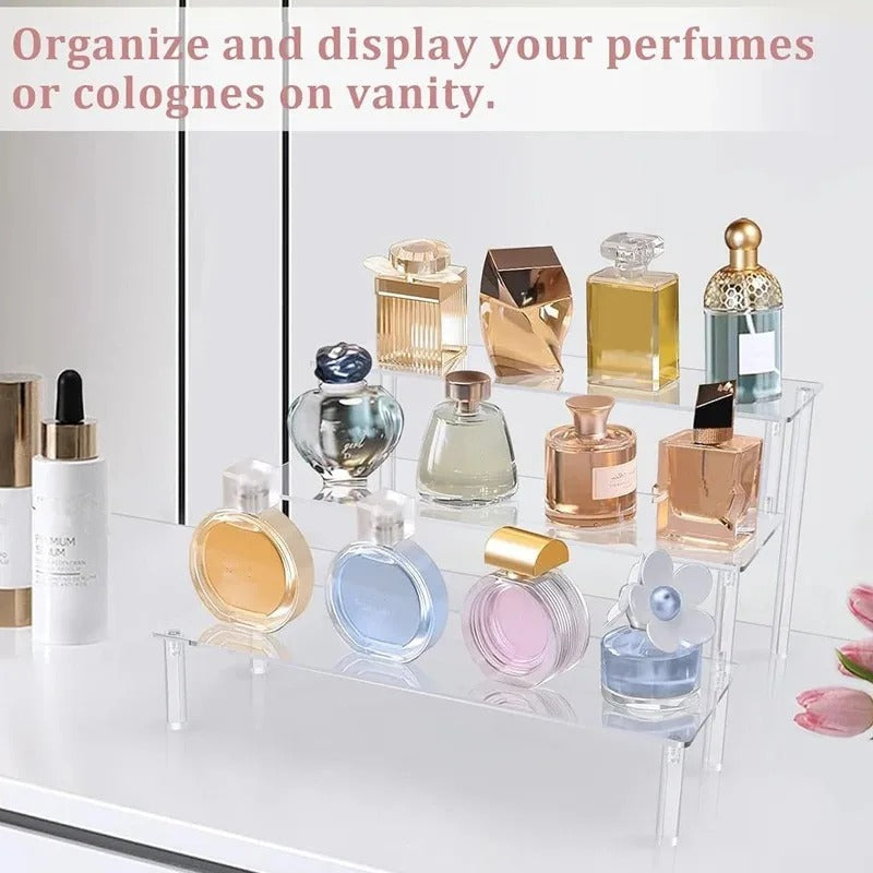 Luxury Acrylic Perfume Organizer Stand – Multi-Tier Vanity Display Shelf