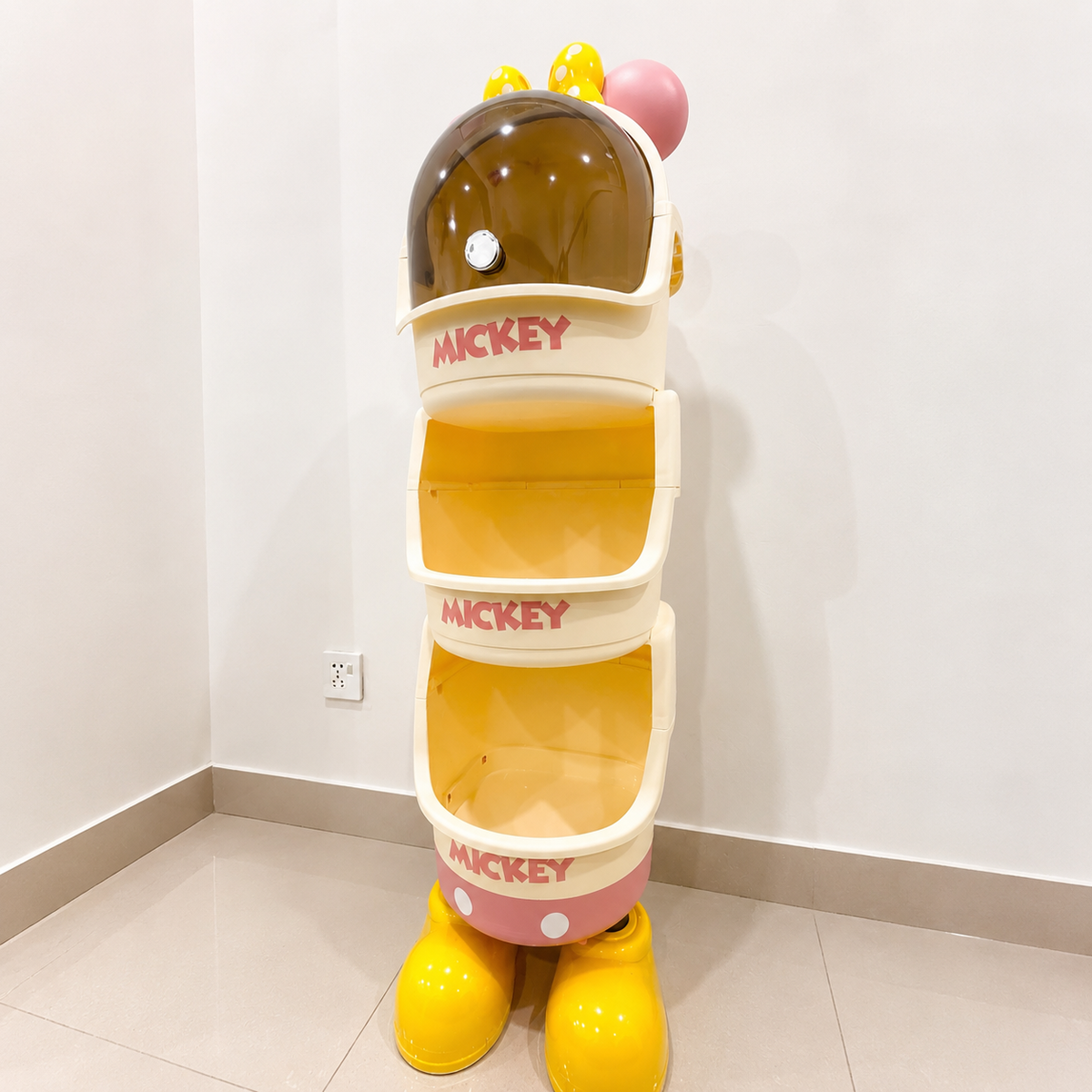 Original Disney Mickey 3-Tier Standing Storage Organizer Cabinet | Multipurpose Toy, Book & Home Storage Shelf with Top Dustproof Bin