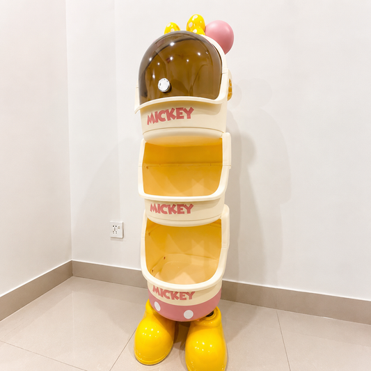 Original Disney Mickey 3-Tier Standing Storage Organizer Cabinet | Multipurpose Toy, Book & Home Storage Shelf with Top Dustproof Bin