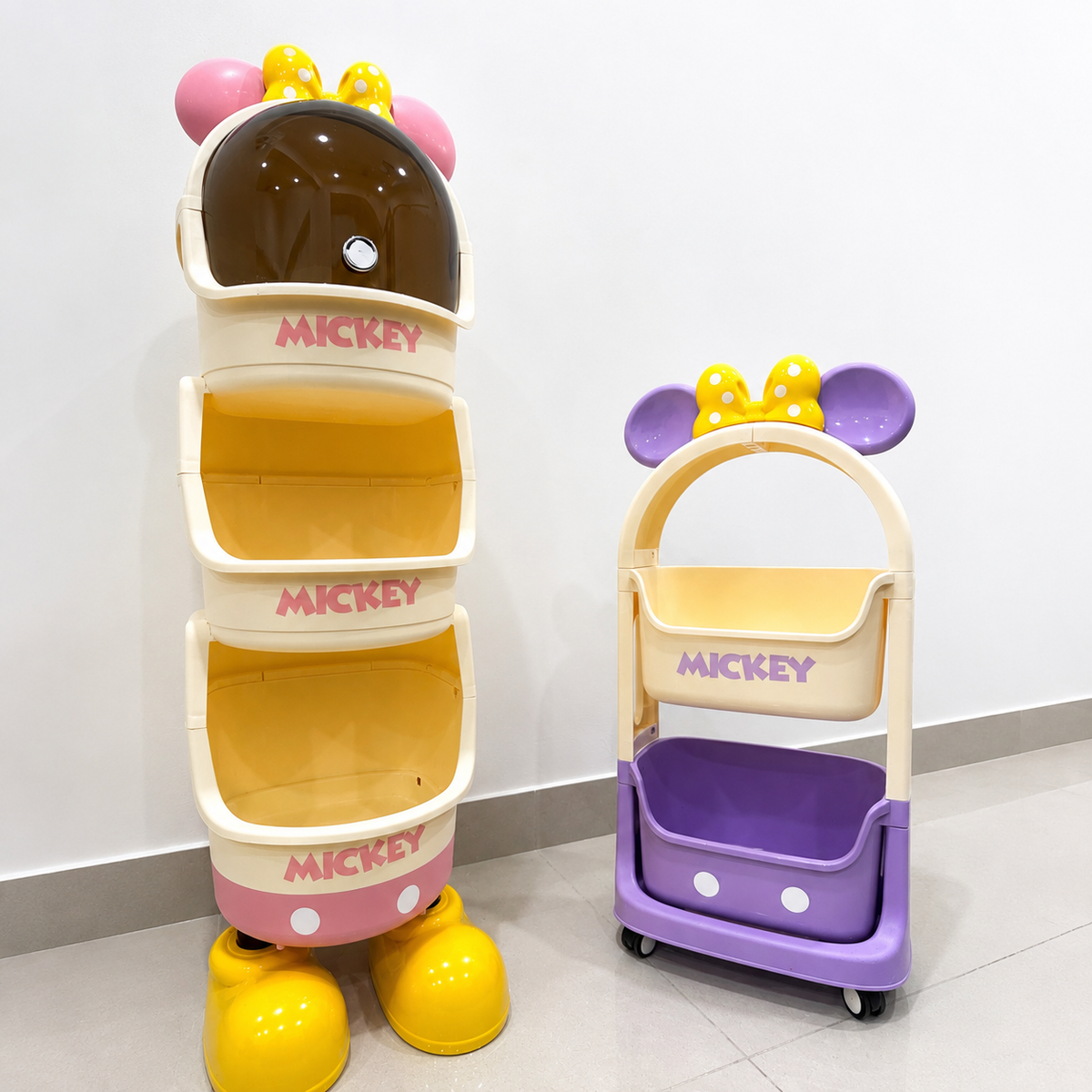 Original Disney Mickey 3-Tier Standing Storage Organizer Cabinet | Multipurpose Toy, Book & Home Storage Shelf with Top Dustproof Bin