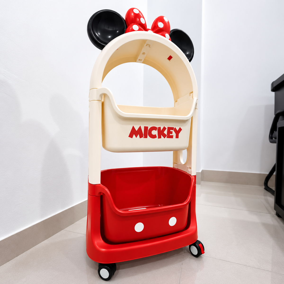 Original Disney Mickey Mouse Kids Rolling Storage Organizer Cart – Red