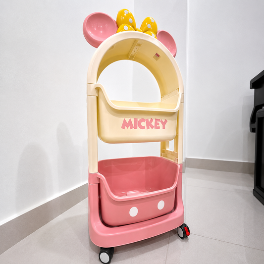 Original Disney Mickey Mouse Kids Rolling Storage Organizer Cart – Pink