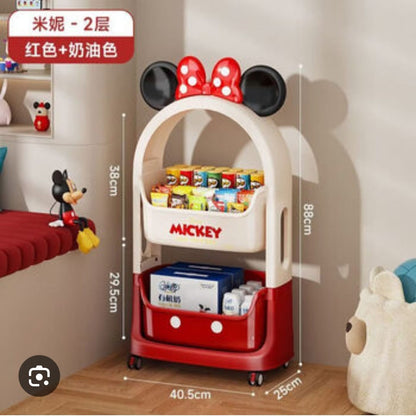 Original Disney Mickey Mouse Kids Rolling Storage Organizer Cart – Red