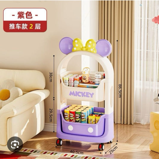 Original Disney Mickey Mouse Kids Rolling Storage Organizer Cart – Pink
