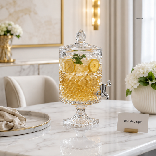 4.5L Crystal Glass Beverage Dispenser with Stand & Tap | Luxury Drink Server
