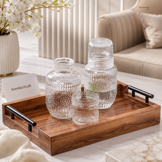 Danny Home 600ml Embossed Glass Water Bottle with Drinking Tumbler Lid – 1 Pc