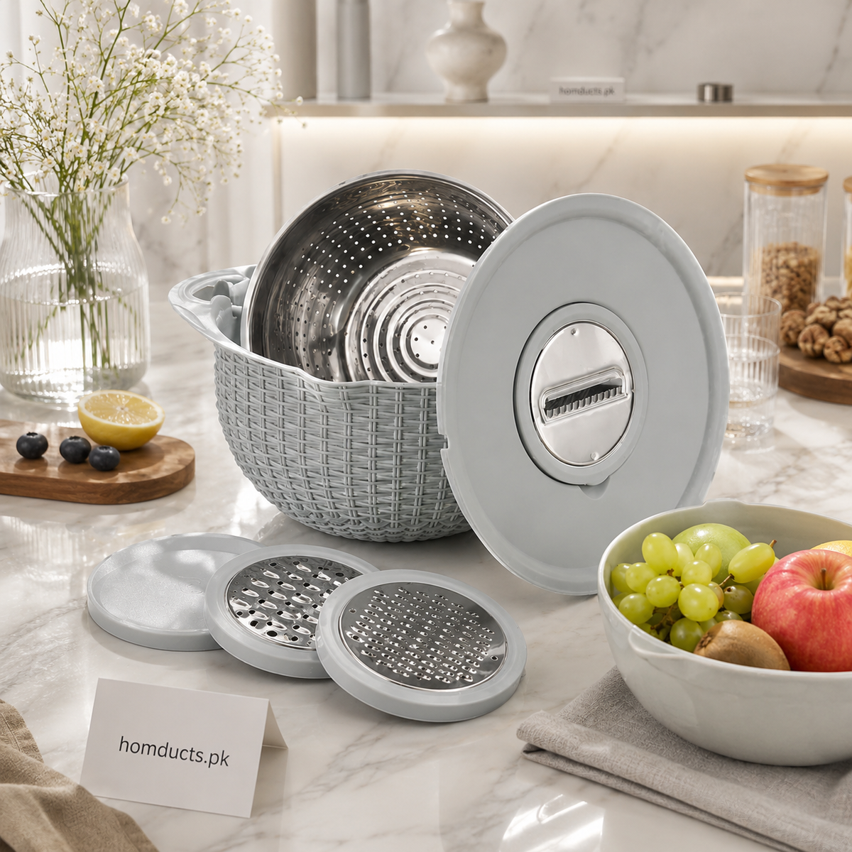 Multifunctional Stainless Steel Strainer & Drain Basket Bowl Set