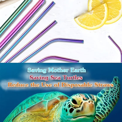 Premium Stainless Steel Reusable Straw Set – 4 Piece Metal Drinking Straws with Cleaning Brush | Eco-Friendly & Dishwasher Safe