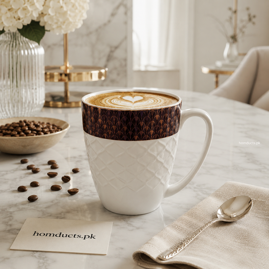 6-Piece Premium Ceramic Coffee Mug Set with Embossed Design – Luxury Tea & Coffee Cups