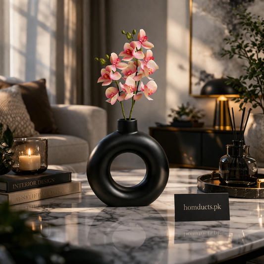 Modern Donut Shape Decorative Flower Vase – Elegant Minimalist Table Centerpiece (High Quality)