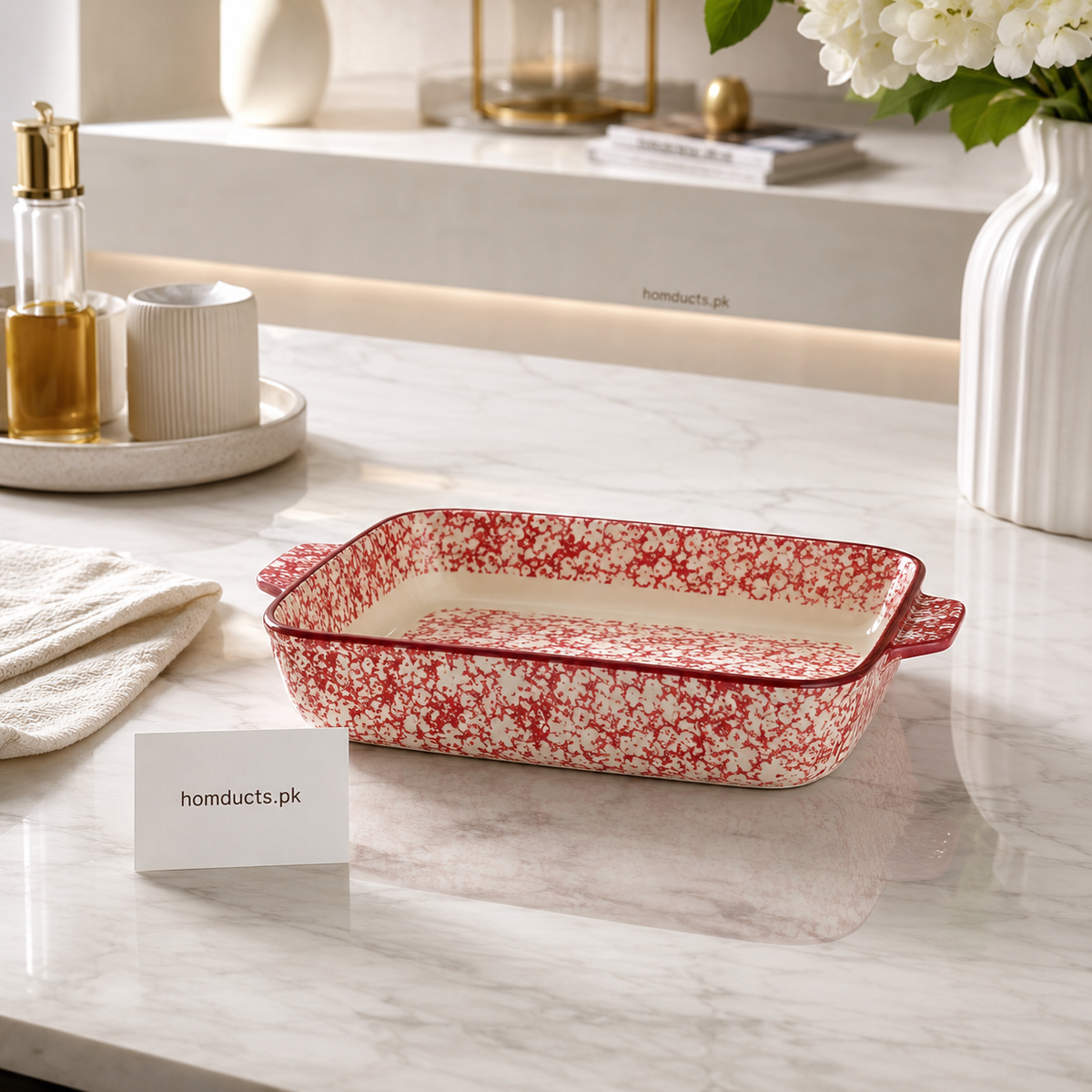 Danny Home SM01-22 Ceramic Baking Tray with Handles – Premium Rectangular Oven & Serving Dish