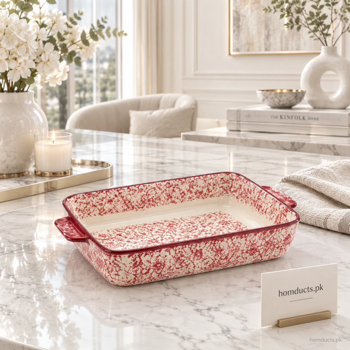 Danny Home SM01-22 Ceramic Baking Tray with Handles – Premium Rectangular Oven & Serving Dish