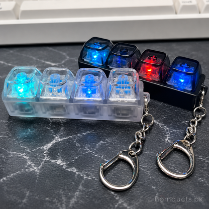 4-Key Mechanical Keyboard Switch Keychain Fidget Clicker – Portable Stress Relief Keychain (1 Pc)