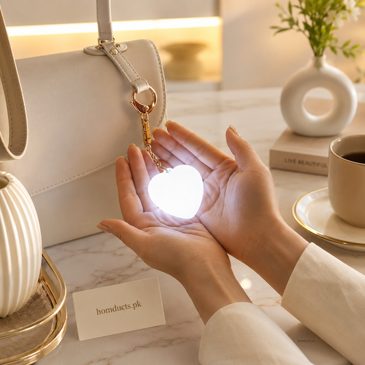 Heart-Shaped LED Purse Finder Keychain – Touch Activated Mini Bag Light with Premium Gift Box (1 Pc)