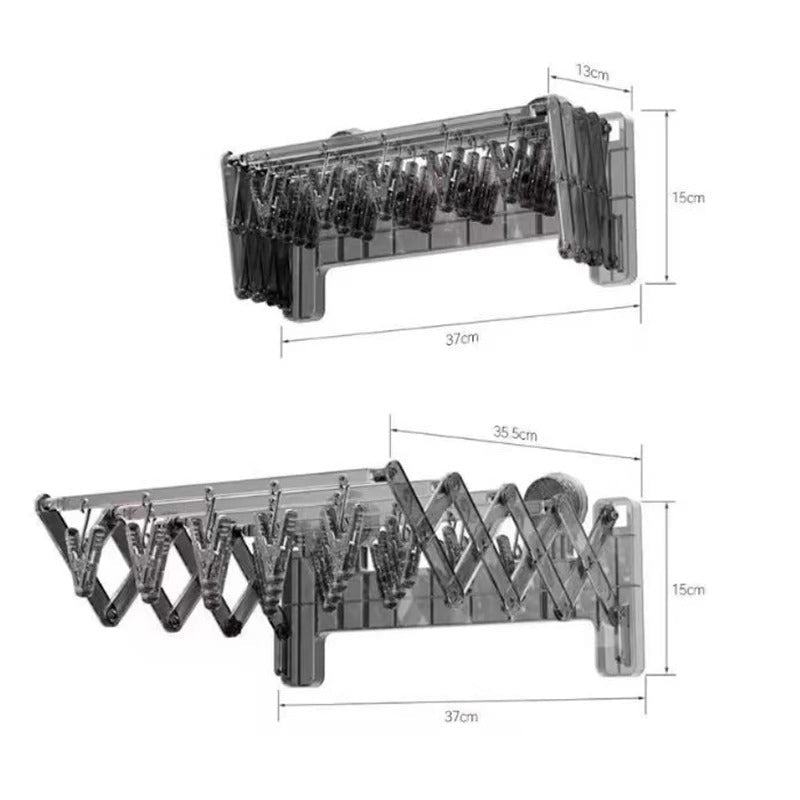 Wall Mounted Foldable Acrylic Drying Rack with Strong Suction Cups | Expandable Laundry Hanger for Socks, Baby Clothes & Undergarments