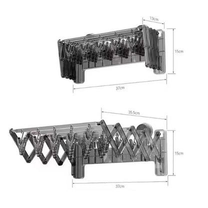 Wall Mounted Foldable Acrylic Drying Rack with Strong Suction Cups | Expandable Laundry Hanger for Socks, Baby Clothes & Undergarments