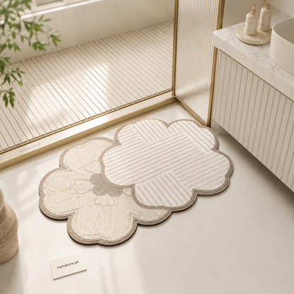 Luxury Flower-Shaped Non-Slip Bathroom Floor Mat | Soft Absorbent Bath Rug (1 PC) (40*60cm)