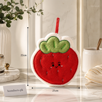 Cute Fruit Shape Microfiber Cleaning Towels – Soft Absorbent Hanging Cloth (4PCS Set)