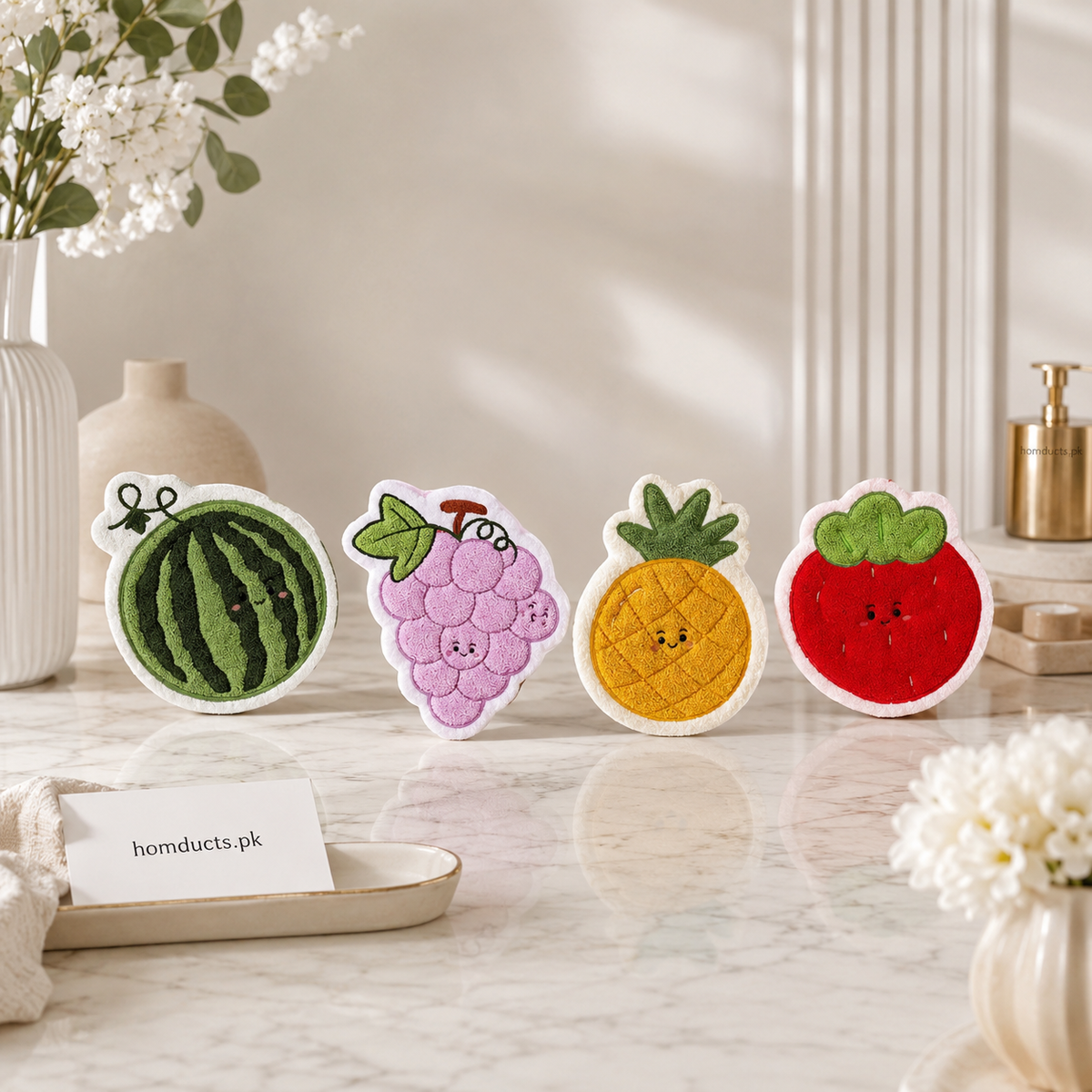 Cute Fruit Shape Microfiber Cleaning Towels – Soft Absorbent Hanging Cloth (4PCS Set)