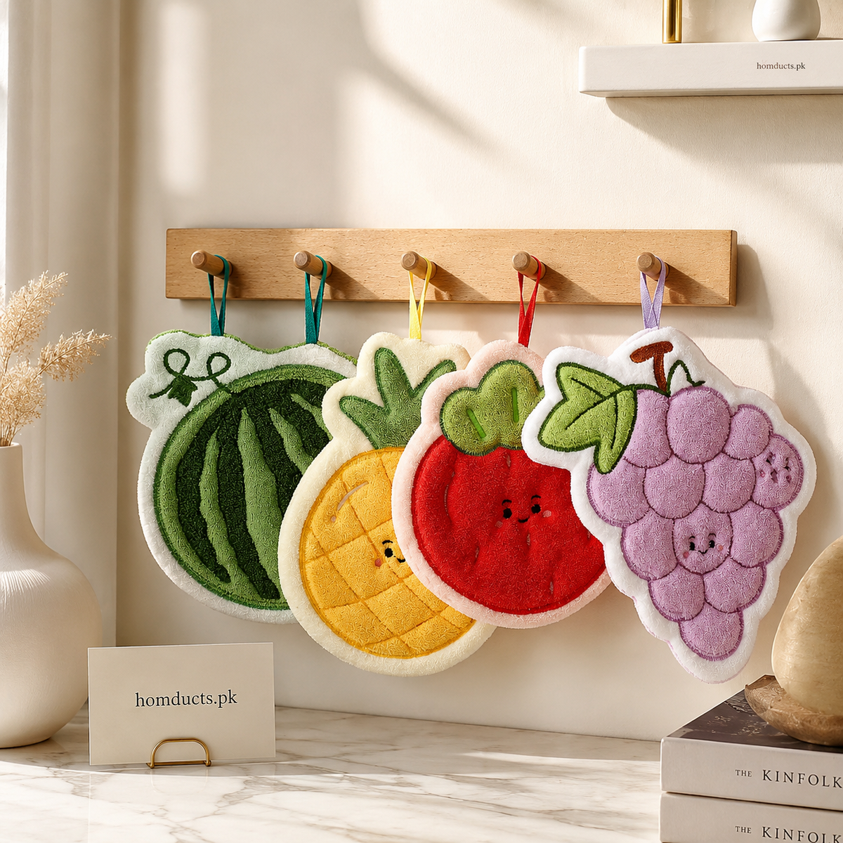 Cute Fruit Shape Microfiber Cleaning Towels – Soft Absorbent Hanging Cloth (4PCS Set)