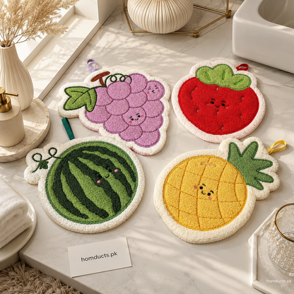 Cute Fruit Shape Microfiber Cleaning Towels – Soft Absorbent Hanging Cloth (4PCS Set)