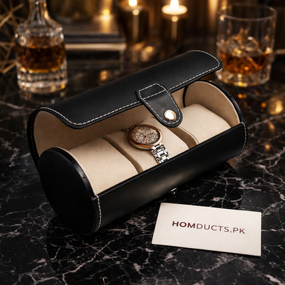3 Slot Leather Watch Box